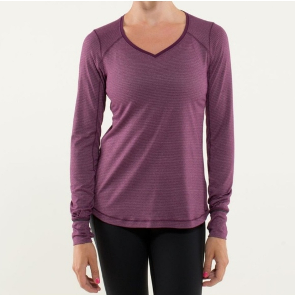 Lululemon Race Me Long Sleeve Loose fit Running Shirt Heathered Plum Medium 8